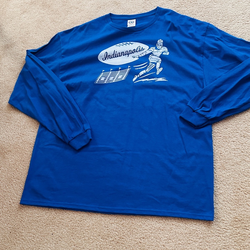 👕Three for $18 T-Shirt Sale Indianapolis Blue Long Sleeve Tee